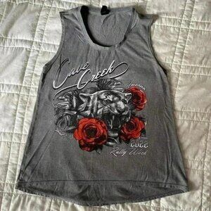 Cave creek rally gray biker tank top medium